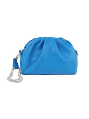 Leather slouchy clutch with silver knotted handle