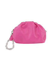 Leather slouchy clutch with silver knotted handle