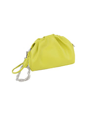 Leather slouchy clutch with silver knotted handle