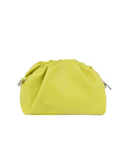 Leather slouchy clutch with silver knotted handle