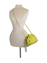 Leather slouchy clutch with silver knotted handle