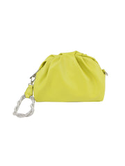 Leather slouchy clutch with silver knotted handle