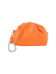 Leather slouchy clutch with silver knotted handle
