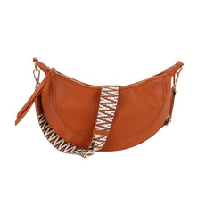 Soft leather croissant bag with guitar strap