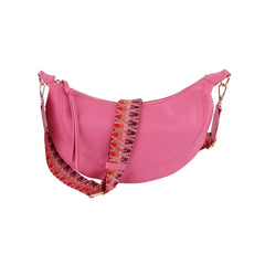 Soft leather croissant bag with guitar strap