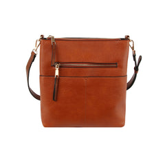 Daily leather front zipper crossbody bag