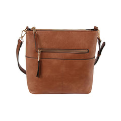 Daily leather front zipper crossbody bag