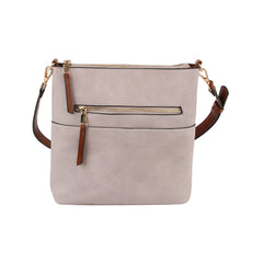 Daily leather front zipper crossbody bag