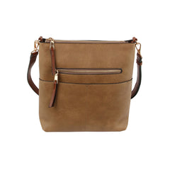 Daily leather front zipper crossbody bag
