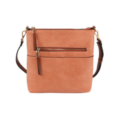 Daily leather front zipper crossbody bag