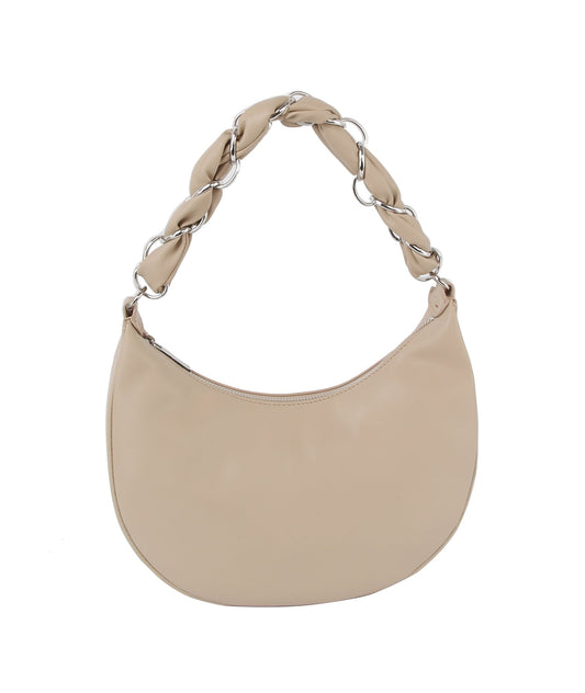 Soft leather chain handle shoulder bag