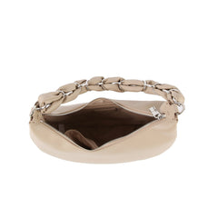 Soft leather chain handle shoulder bag
