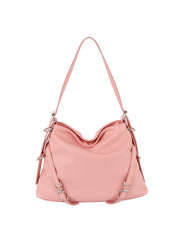 Buckle detail soft leather hobo bag