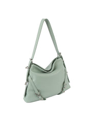 Buckle detail soft leather hobo bag