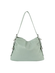 Buckle detail soft leather hobo bag