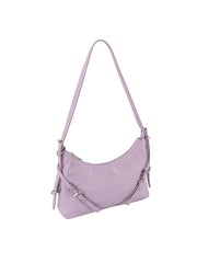 Buckle detail soft leather shoulder bag