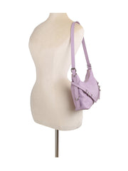 Buckle detail soft leather shoulder bag