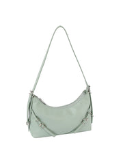 Buckle detail soft leather shoulder bag