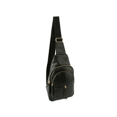 Trendy soft leather sling bag with adjustable strap