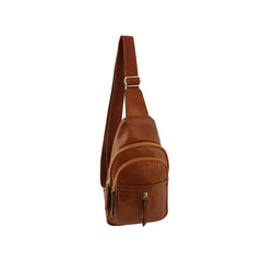 Trendy soft leather sling bag with adjustable strap