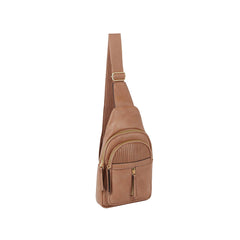 Trendy soft leather sling bag with adjustable strap