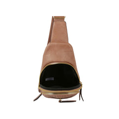 Trendy soft leather sling bag with adjustable strap