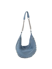 Rhinestone studded chain hobo bag
