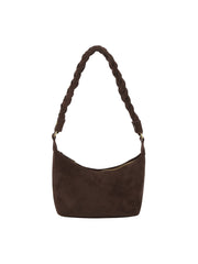 Braided Handle Suede Shoulder Bag