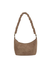 Braided Handle Suede Shoulder Bag