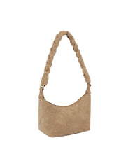 Braided Handle Suede Shoulder Bag