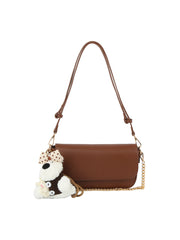 Plush Charm Chain Shoulder Bag