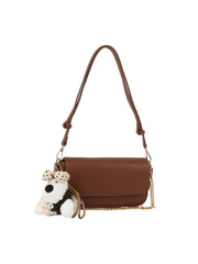 Plush Charm Chain Shoulder Bag
