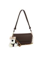 Plush Charm Chain Shoulder Bag