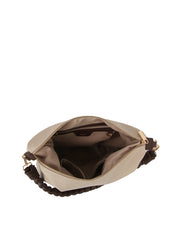 Braided Handle Slouch Hobo Shoulder Bag with Dog Charm