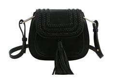 Fashion Tassel Saddle Crossbody Bag Vegan Pu Leather