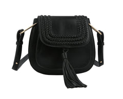 Fashion Tassel Saddle Crossbody Bag Vegan Pu Leather