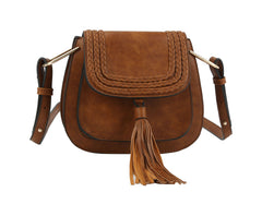 Fashion Tassel Saddle Crossbody Bag Vegan Pu Leather