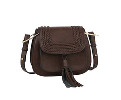 Fashion Tassel Saddle Crossbody Bag Vegan Pu Leather