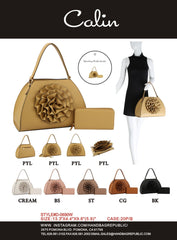 D-0690W Fashion Flower Shape Tote Handbag with Matching Wallet