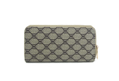 Monogrammed Diamond Check Zip Around Wallet