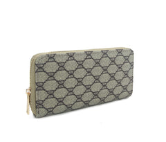 Monogrammed Diamond Check Zip Around Wallet