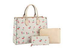 Fashion Cherry Monogram Satchel with Wallet 3-1 Set