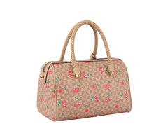 FASHION CHERRY MONOGRAM SATCHEL WITH WALLET and Pouch 3-1 SET