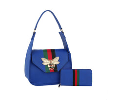 Designer Fashion Bee Satchel with Matching Wallet Set