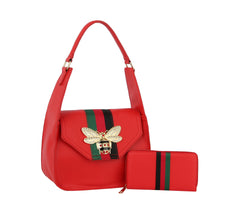 Designer Fashion Bee Satchel with Matching Wallet Set