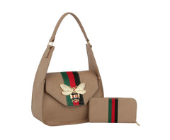 Designer Fashion Bee Satchel with Matching Wallet Set