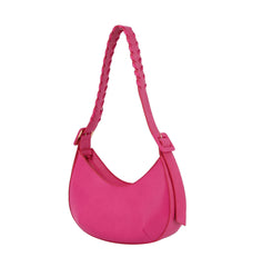 Buckle detailed half moon shoulder bag