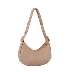 Buckle detailed half moon shoulder bag