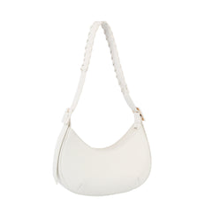 Buckle detailed half moon shoulder bag