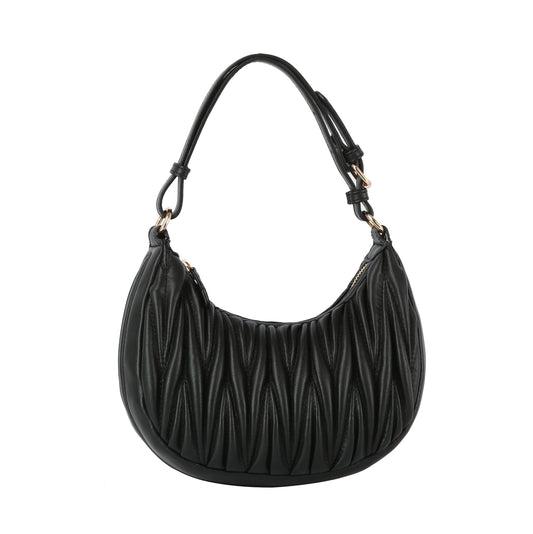 Quilted half moon shoulder bag